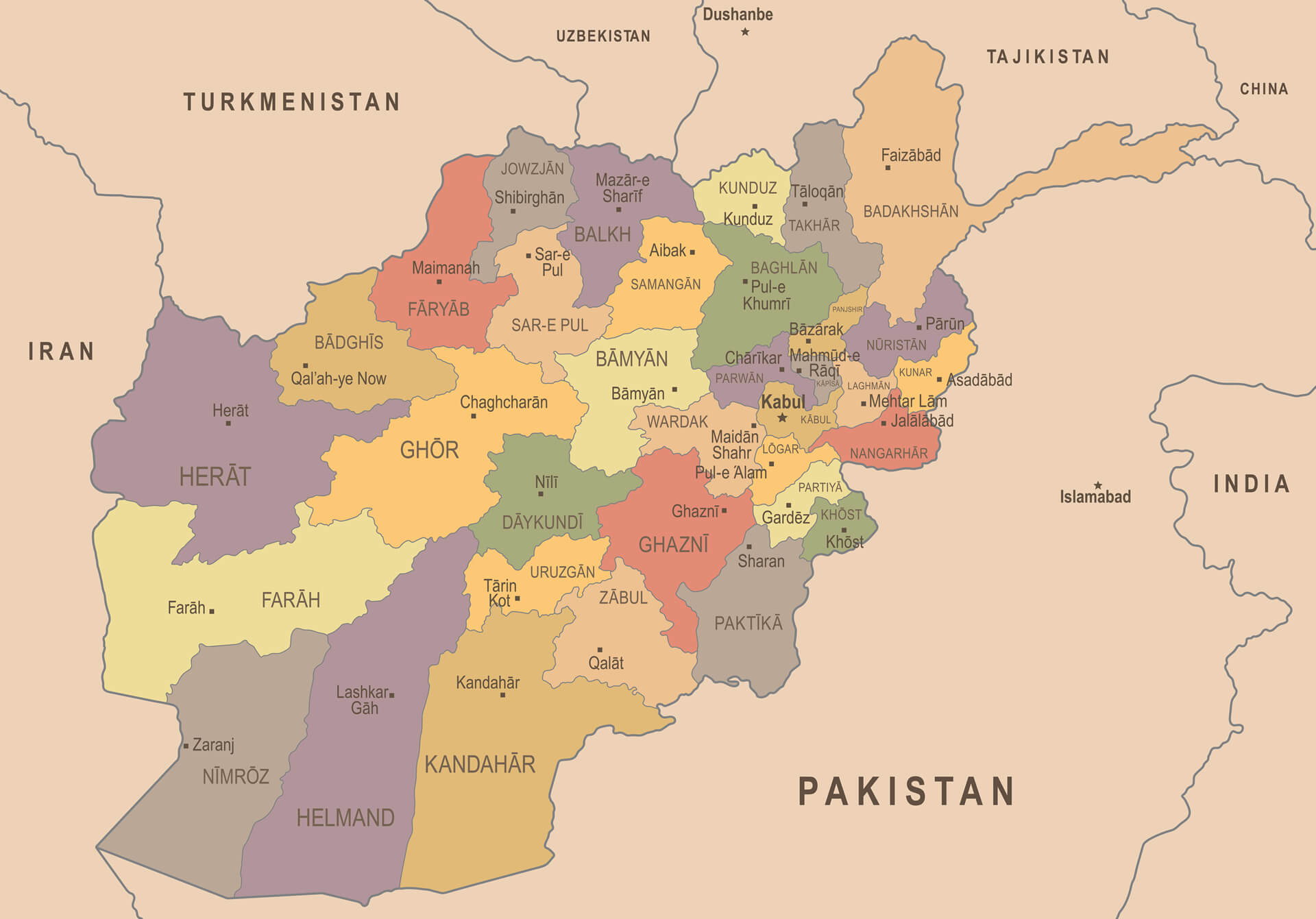 Afghanistan vintage map
